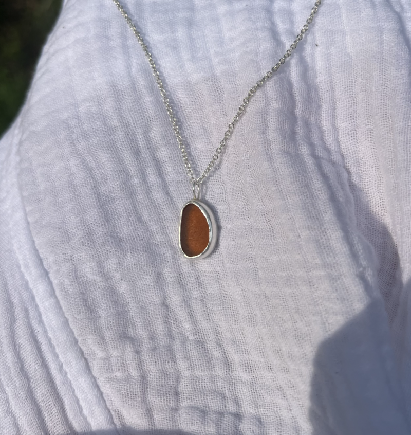 Brown Sea Glass Necklace