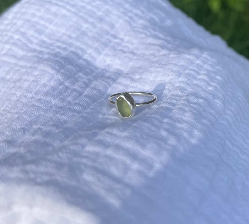 Green Sea Glass Ring (Size 6.5) - Image 2