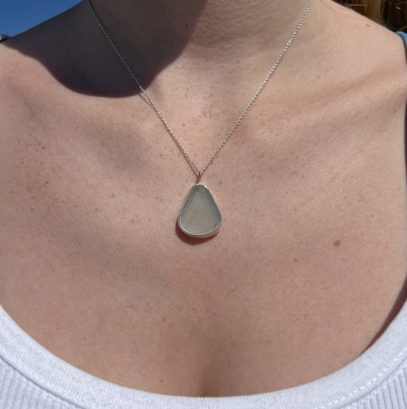 Aqua Blue Sea Glass Necklace