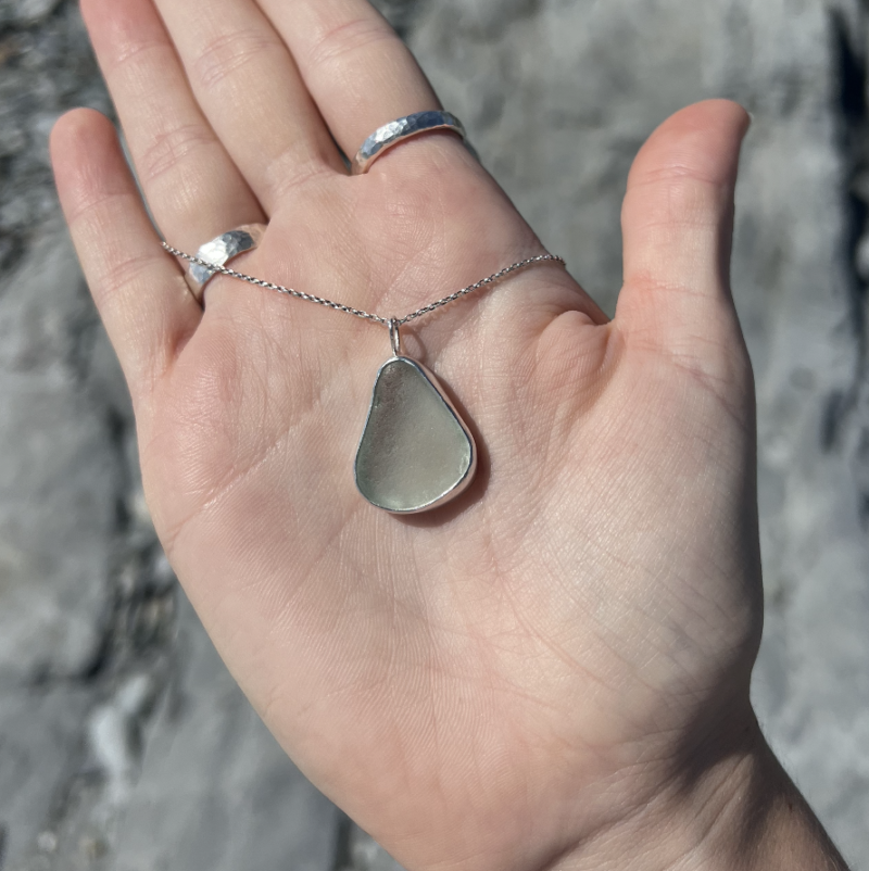 Aqua Blue Sea Glass Necklace - Image 3